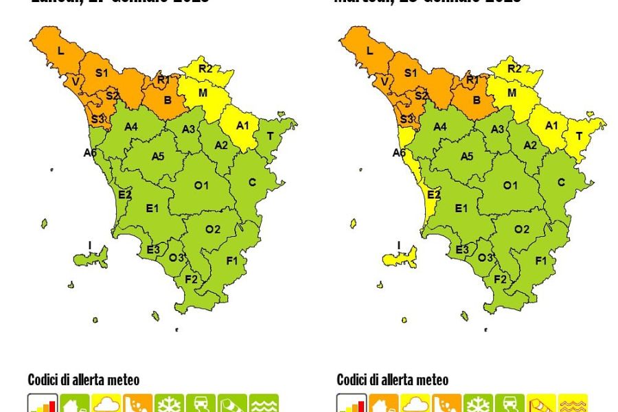La Toscana torna in allerta meteo, codice arancione sul nord ovest