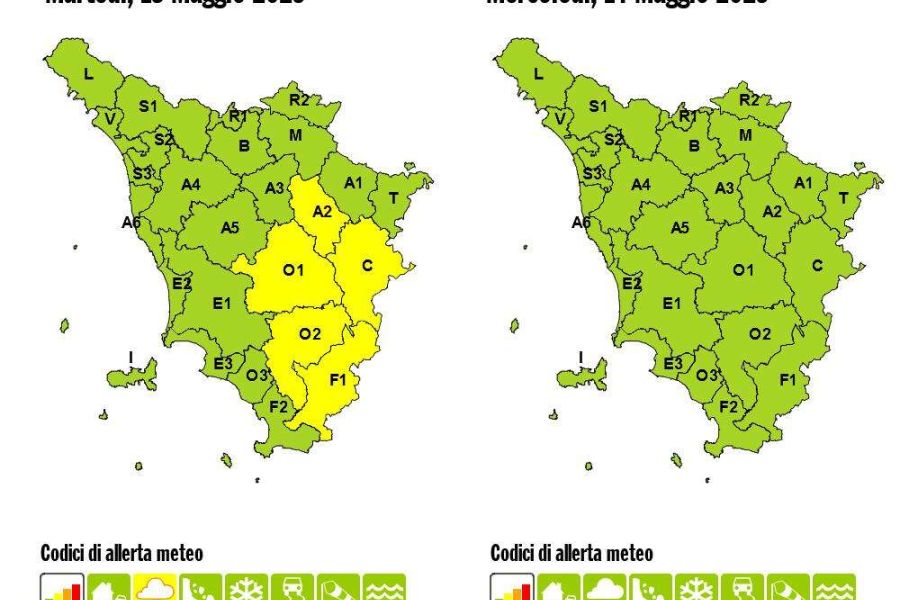 Allerta meteo nel sudest della Toscana, rischio temporali forti fino alle 22 di oggi