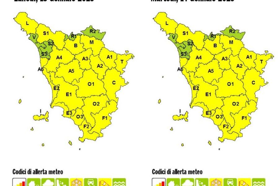 Allerta meteo in (quasi) tutta la Toscana per vento e neve